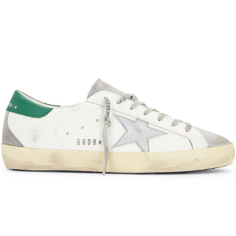 Golden Goose Men’s Super Star Sneaker, White Green Silver NIB Auth
